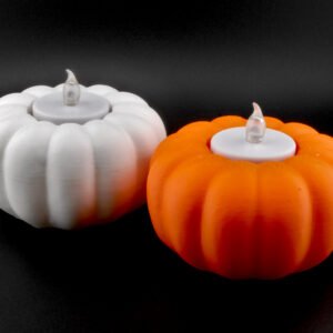 Pumpkin Tealight Candle Holders – 3D Printed Fall Décor Set of 2 | LED Candle Pumpkins with Tea Lights | Fusion Layer 3D Thanksgiving Accent