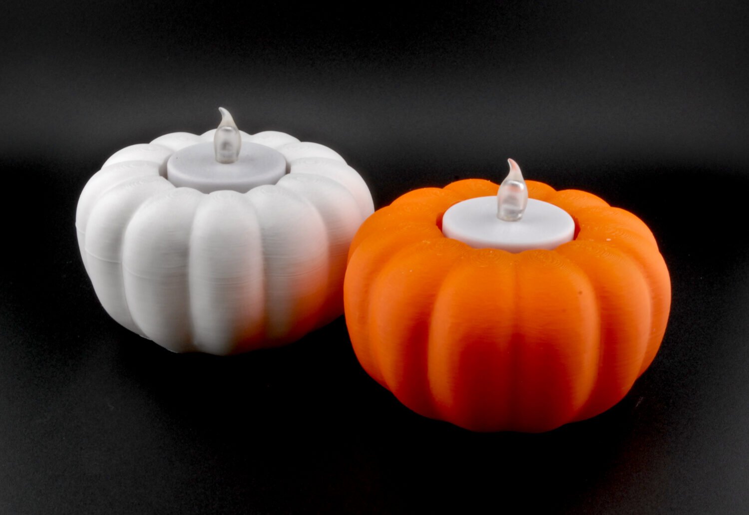 Pumpkin Tealight Candle Holders – 3D Printed Fall Décor Set of 2 | LED Candle Pumpkins with Tea Lights | Fusion Layer 3D Thanksgiving Accent - Image 3
