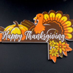 Happy Thanksgiving Corner Sign – 3D Printed Turkey & Pumpkin Door Frame Decoration | Fusion Layer 3D Fall Holiday Décor