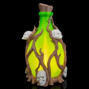 deadly sip table lamp – halloween skull & potion bottle light | spooky gothic home decor (22 cm)