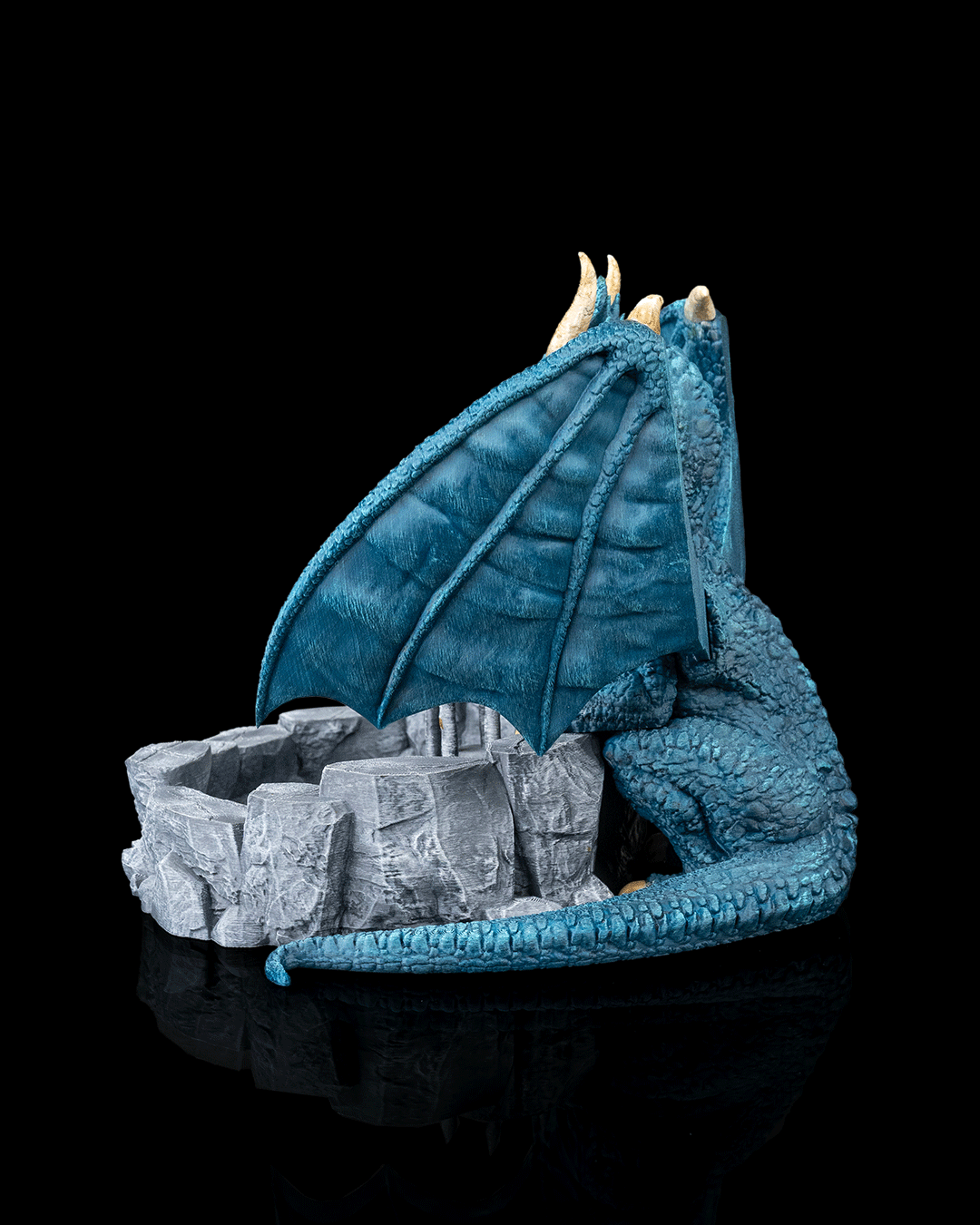 blue dragon dice guardian – 3d printed rpg dice holder | fantasy dice display for dungeons & dragons, pathfinder & ttrpgs