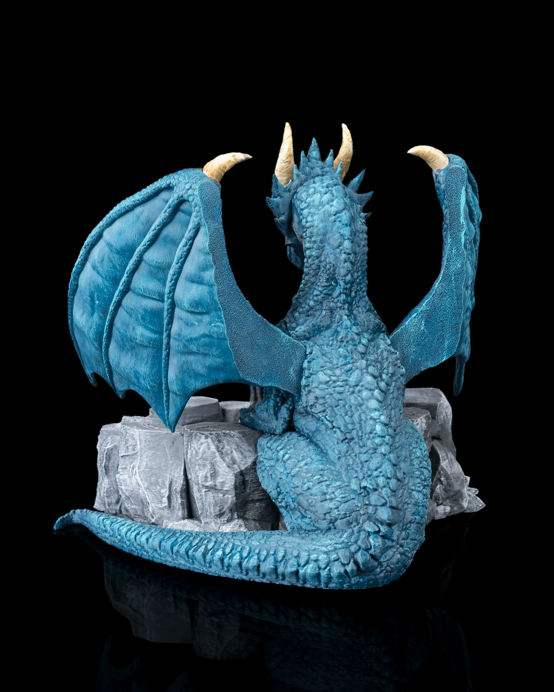 blue dragon dice guardian – 3d printed rpg dice holder | fantasy dice display for dungeons & dragons, pathfinder & ttrpgs