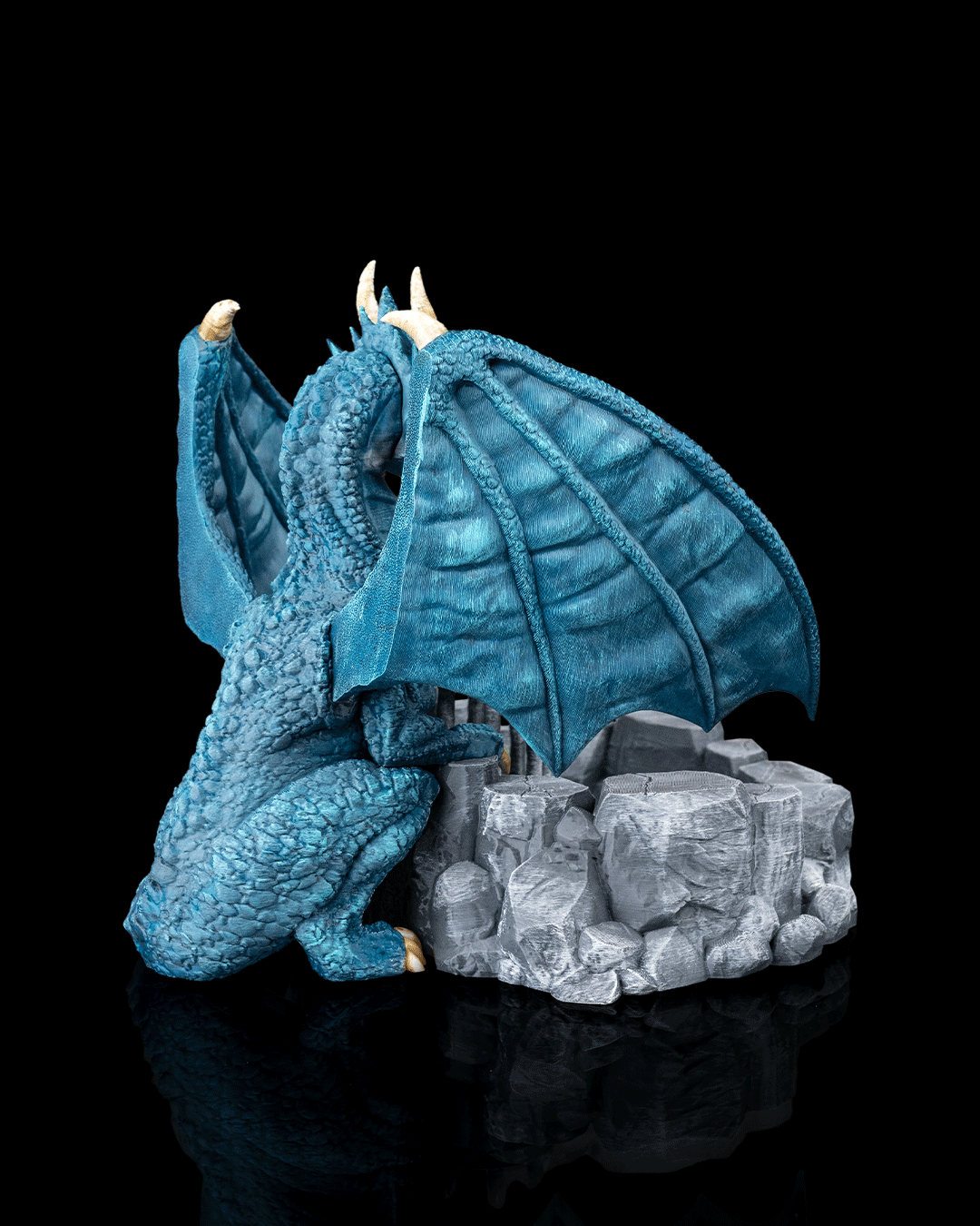 blue dragon dice guardian – 3d printed rpg dice holder | fantasy dice display for dungeons & dragons, pathfinder & ttrpgs
