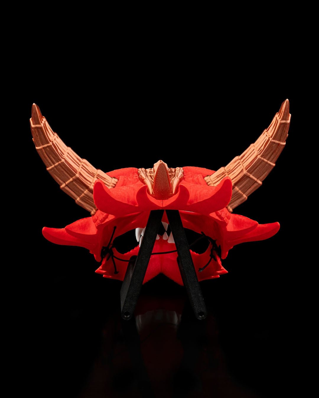 dragonborn mask – red dragon halloween mask | 3d printed fantasy cosplay mask with bronze horns | fire dragon costume prop