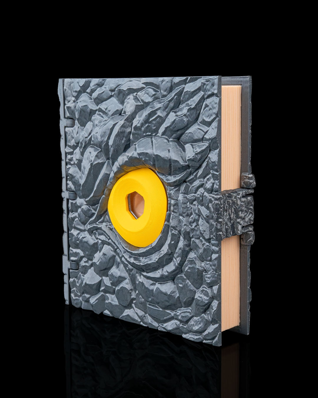 eye of stone dice box – 3d printed rpg dice storage book with tray | fantasy dice holder for dungeons & dragons, pathfinder & ttrpgs
