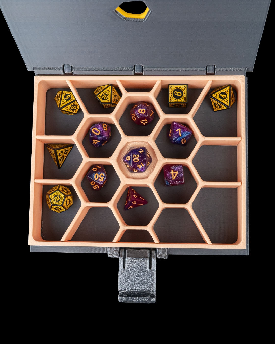 eye of stone dice box – 3d printed rpg dice storage book with tray | fantasy dice holder for dungeons & dragons, pathfinder & ttrpgs