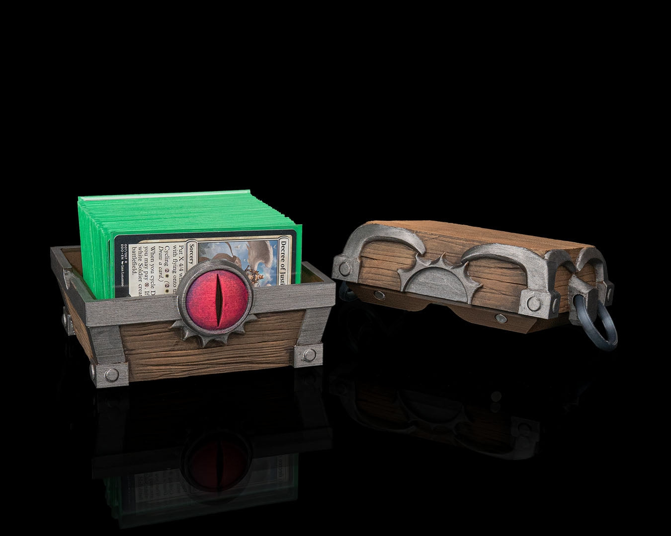 eyekeep chest deck box – 3d printed fantasy card storage | treasure chest with eye for magic, pokémon, yu gi oh! & tcg players