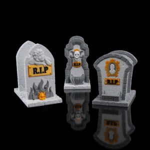 tombstone napkin holders – 3 styles gothic halloween table decor | creepy gravestone napkin stand | 3d printed haunted house party props