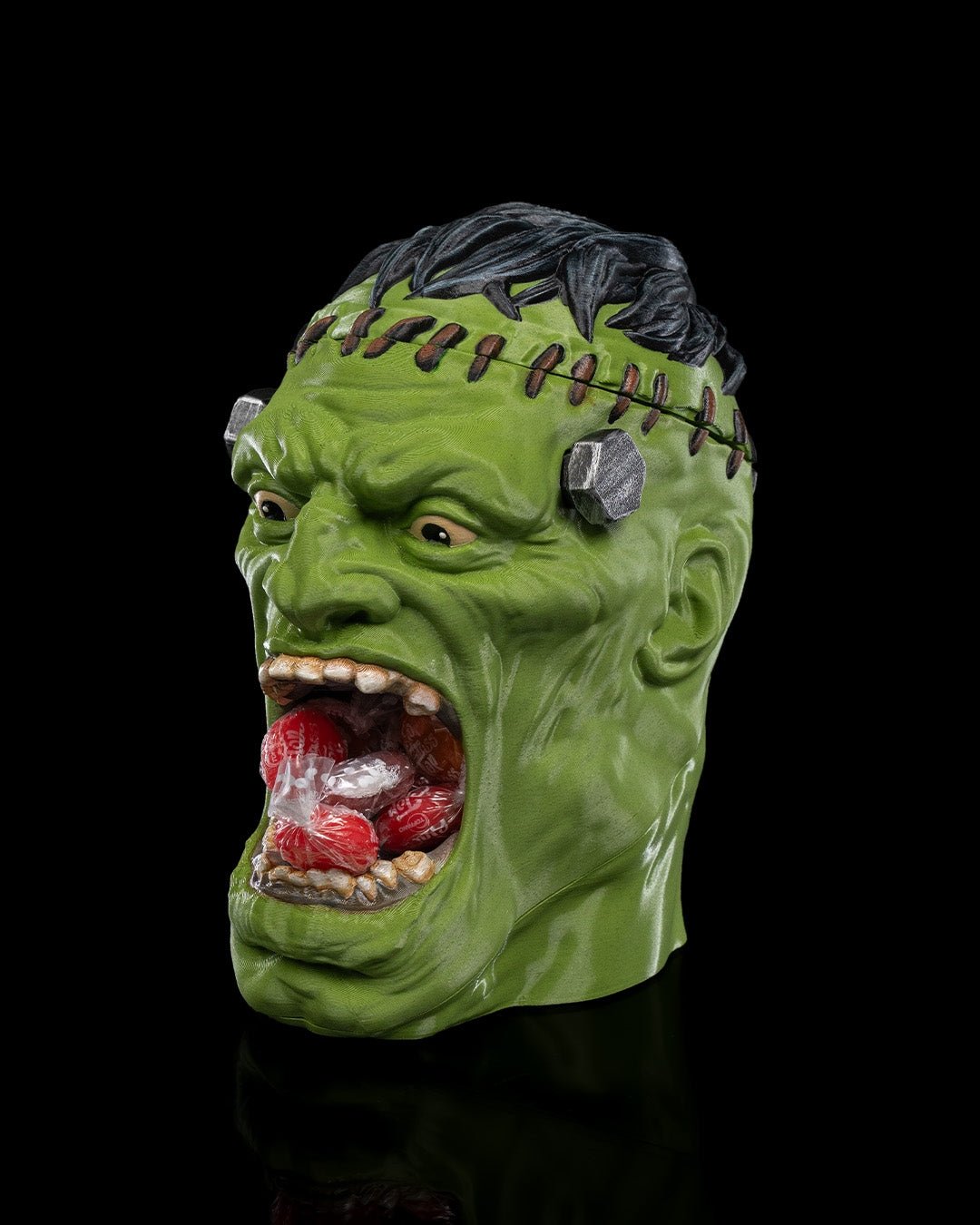 frankenstein candy holder – creepy monster head bowl | halloween candy dish | 3d printed horror party table decor