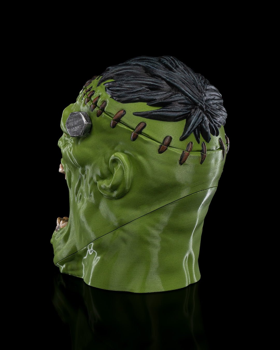 frankenstein candy holder – creepy monster head bowl | halloween candy dish | 3d printed horror party table decor