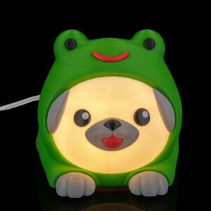 frug night light – 3d printed puppy in frog costume lamp | cute led bedroom & nursery night light gift