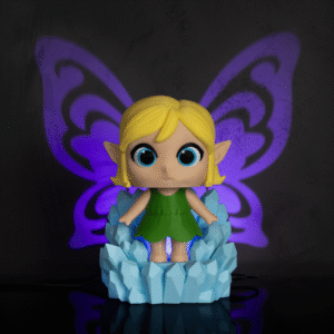 glimmer fairy night light – 3d printed fairy lamp with crystal throne & wing projection | magical led bedroom & gift décor