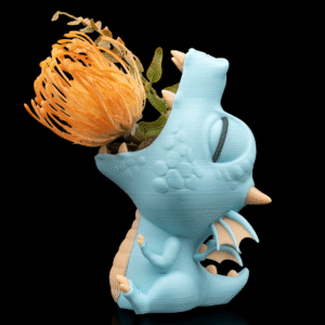 green breath baby dragon planter – 14cm fantasy open mouth pot | 3d printed mythical home & garden décor