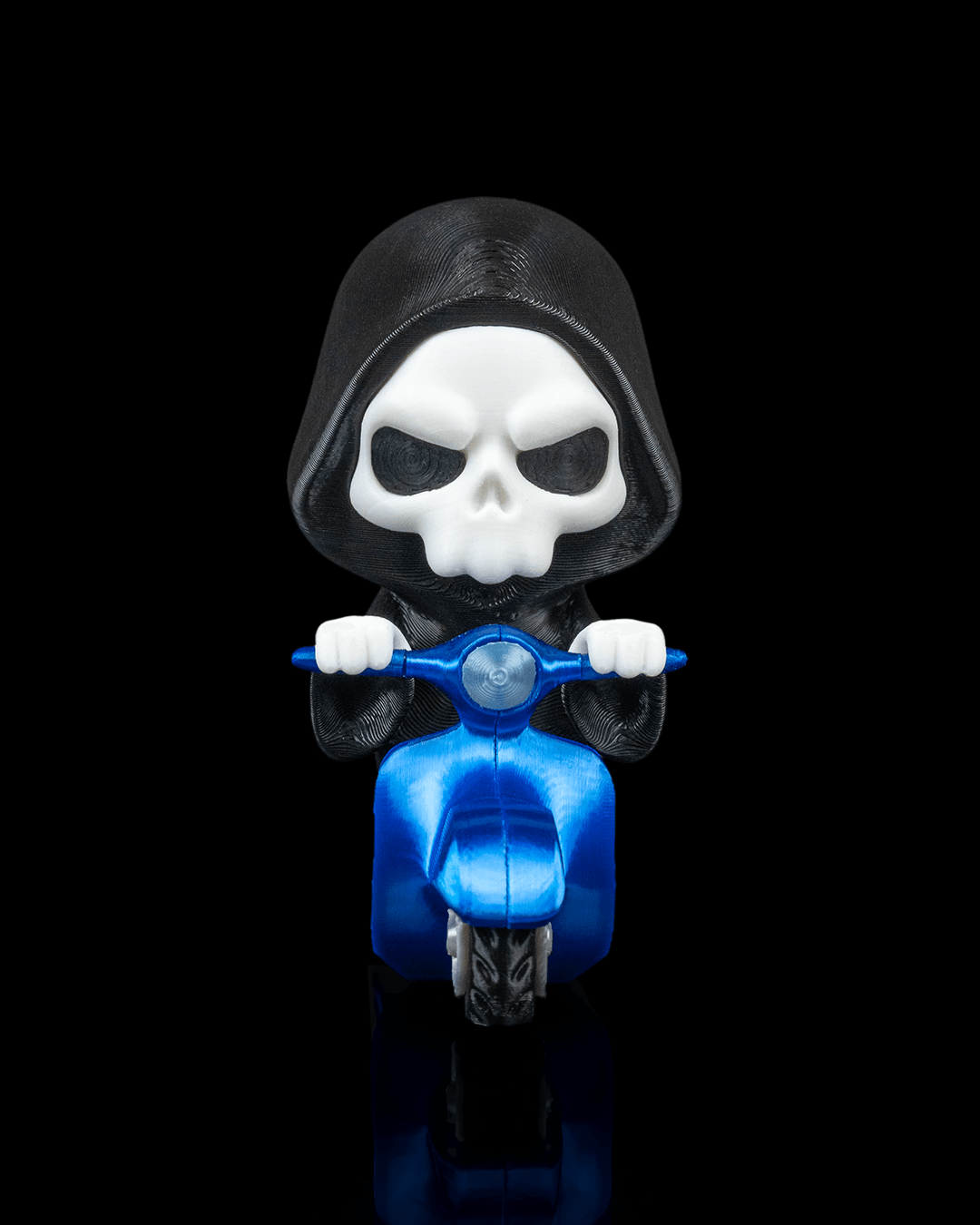 grim rider reaper figurine – cute grim reaper on scooter | 3d printed halloween collectible | killer holidays collection