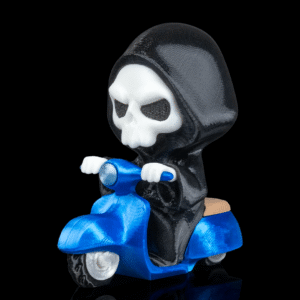 grim rider reaper figurine – cute grim reaper on scooter | 3d printed halloween collectible | killer holidays collection