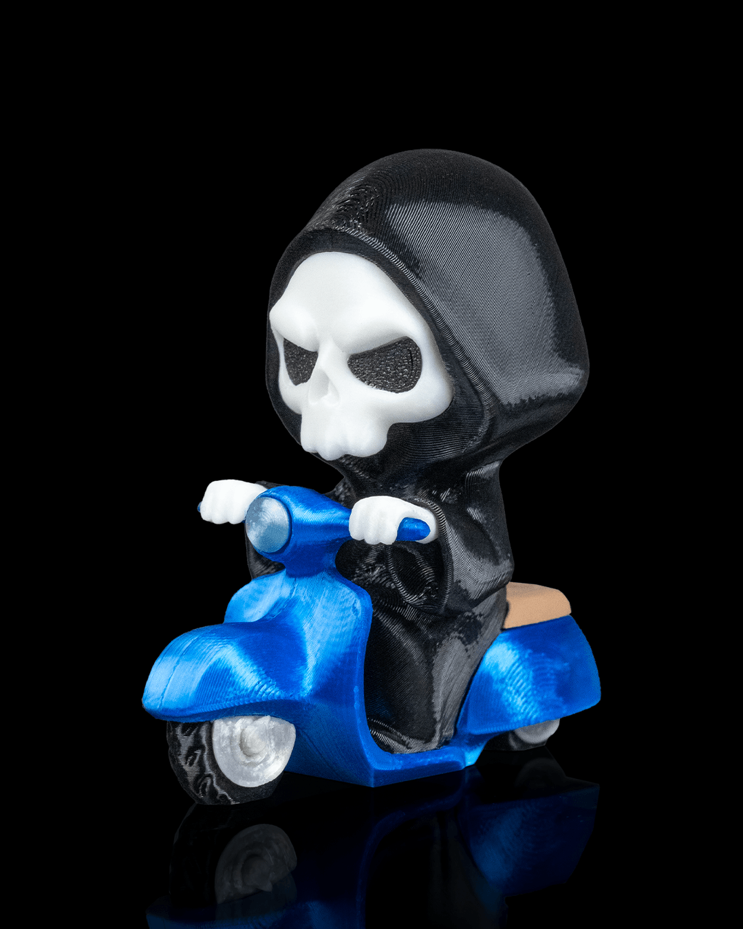 grim rider reaper figurine – cute grim reaper on scooter | 3d printed halloween collectible | killer holidays collection