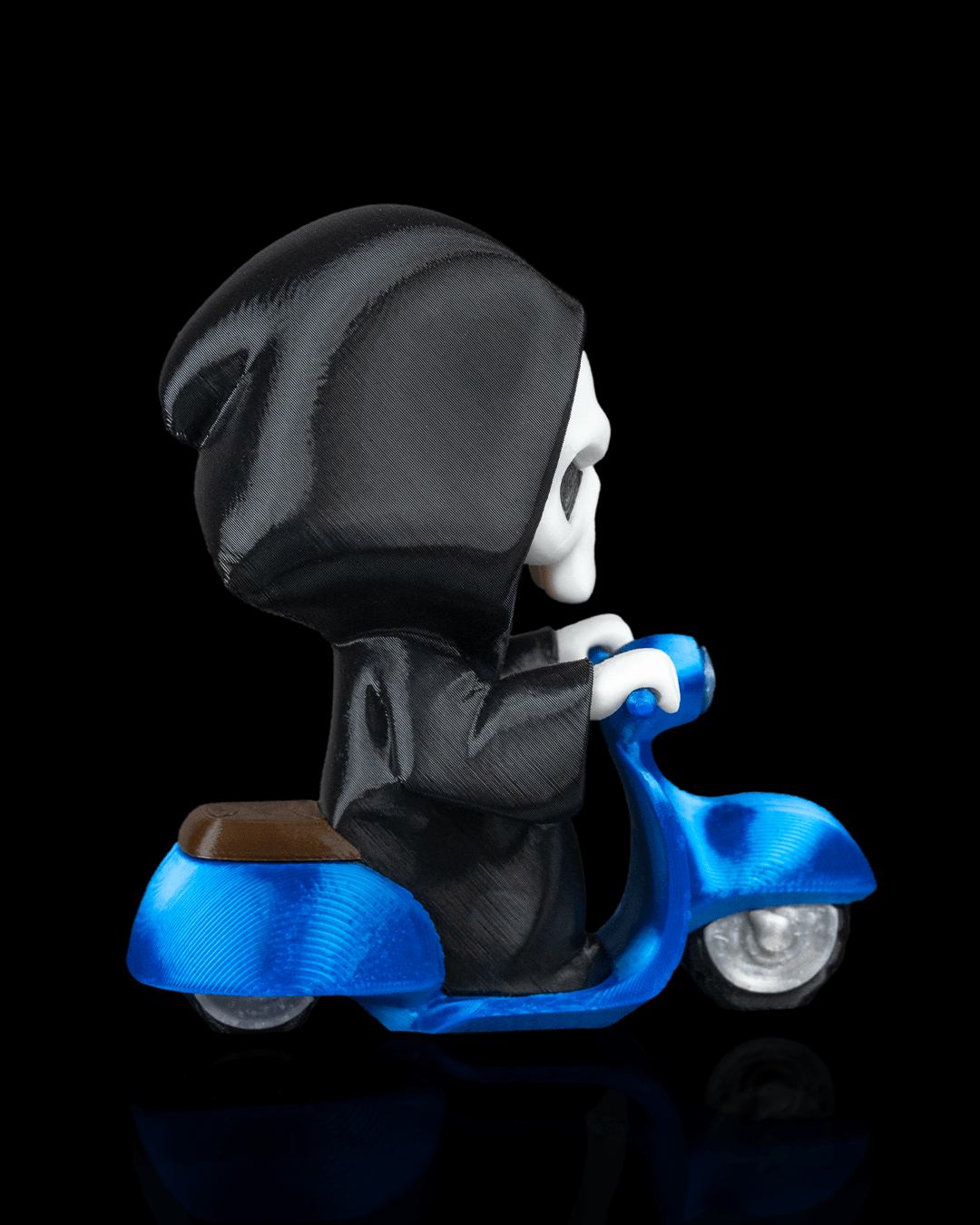 grim rider reaper figurine – cute grim reaper on scooter | 3d printed halloween collectible | killer holidays collection