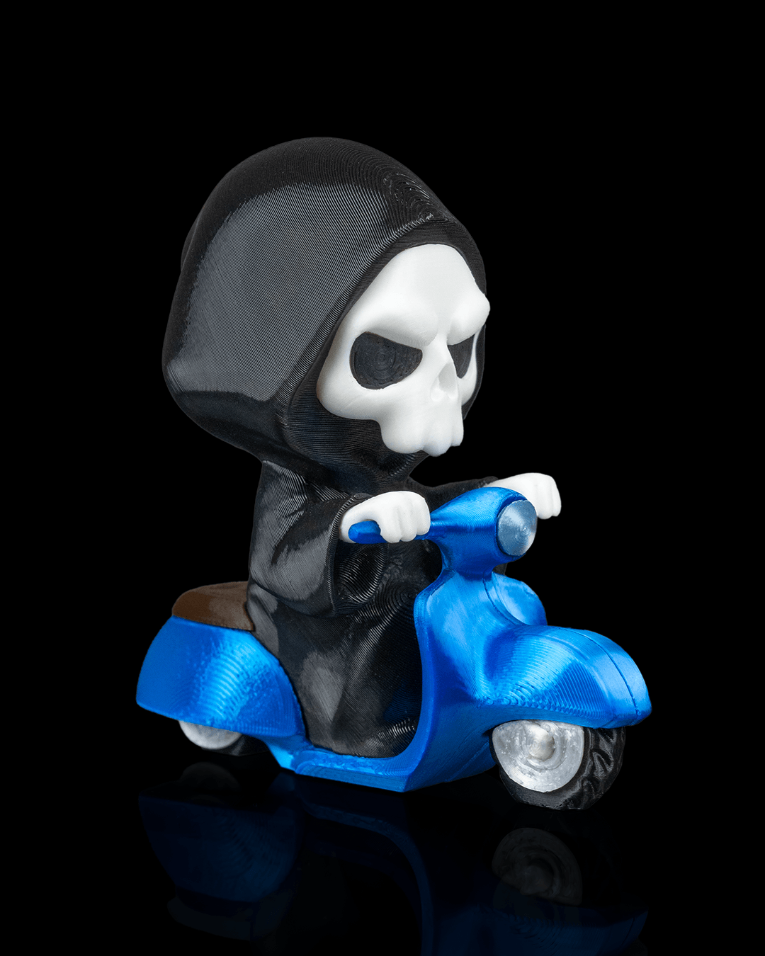 grim rider reaper figurine – cute grim reaper on scooter | 3d printed halloween collectible | killer holidays collection