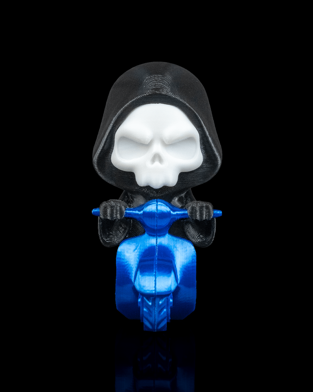 grim rider reaper figurine – cute grim reaper on scooter | 3d printed halloween collectible | killer holidays collection