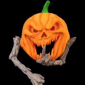 hallowed hush pumpkin door knocker – creepy jack o’ lantern wall décor | 3d printed halloween pumpkin skull decoration