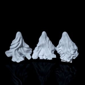 haunting ghosts set of 3 – light up halloween figures | 3d printed spooky ghost decorations with flickering candle glow