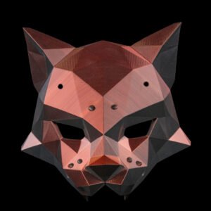 hexa cat mask – masquerade macabre collection | 3d printed geometric cat halloween cosplay mask with glow sticks in 3 sizes