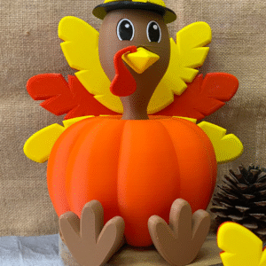Tom the Turkey – 3D Printed Pumpkin Turkey Decoration | Thanksgiving Table Centerpiece | Fusion Layer 3D Fall Décor