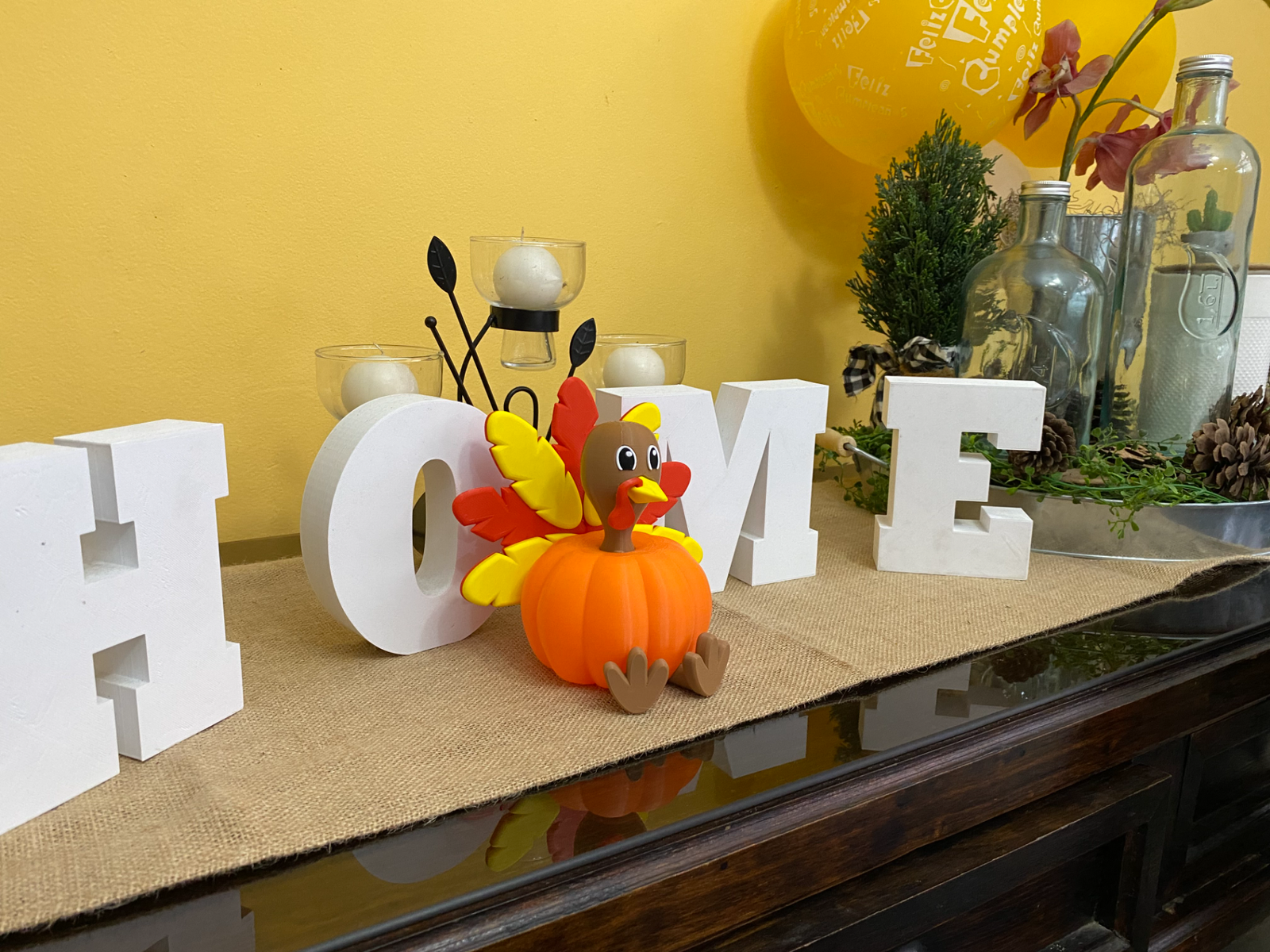 Tom the Turkey – 3D Printed Pumpkin Turkey Decoration | Thanksgiving Table Centerpiece | Fusion Layer 3D Fall Décor - Image 2