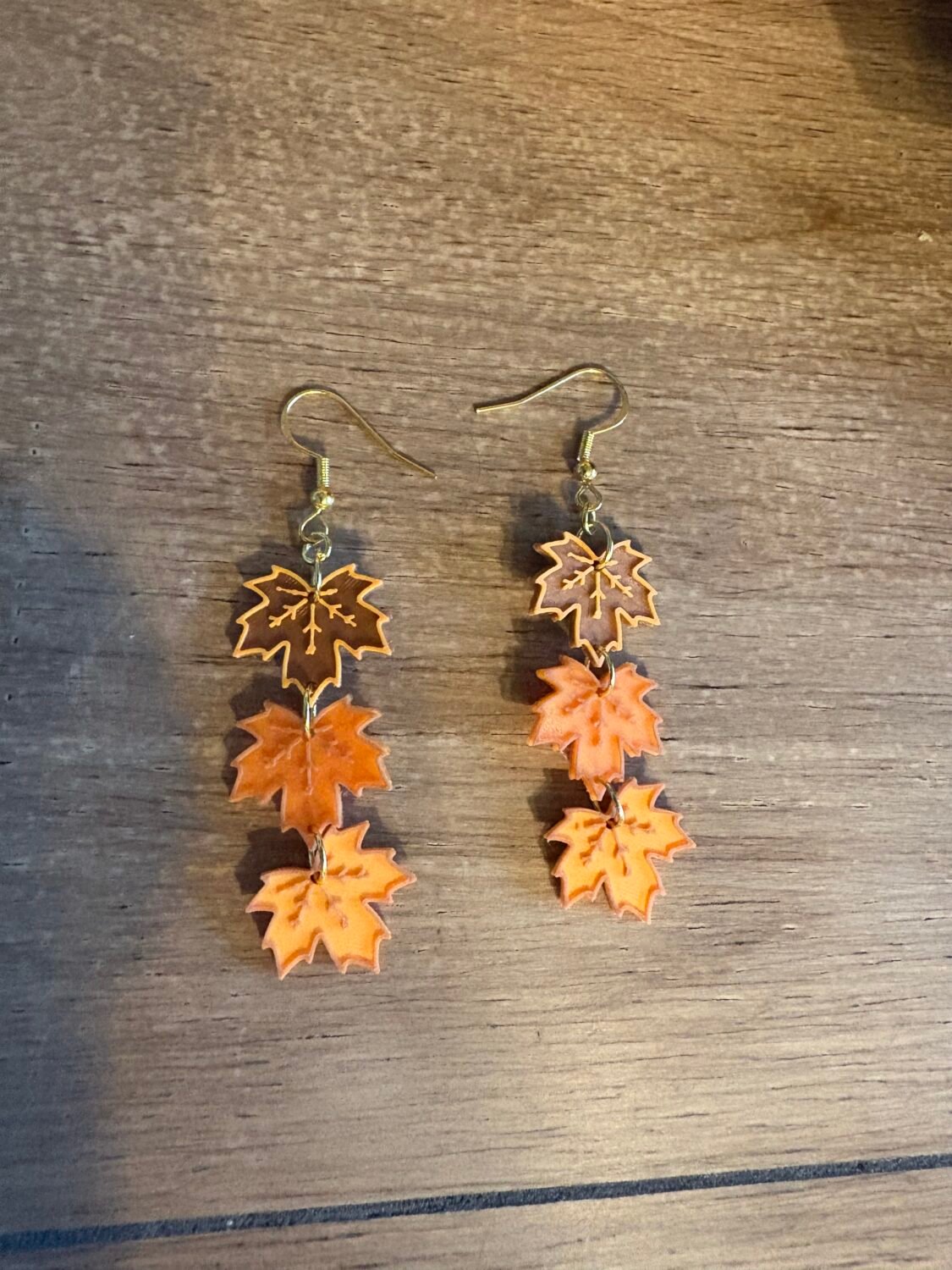 Falling Leaves Earrings – 3D Printed Autumn Jewelry | Maple Leaf Dangle Earrings | Fusion Layer 3D Fall Accessory - Image 2