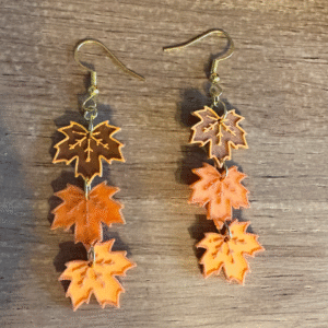 Falling Leaves Earrings – 3D Printed Autumn Jewelry | Maple Leaf Dangle Earrings | Fusion Layer 3D Fall Accessory