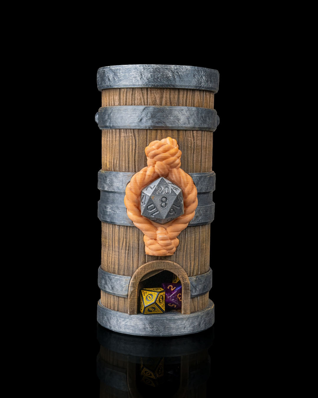 keg of fate rpg dice tower – 3d printed barrel dice roller & storage box | tabletop dice tower for dungeons & dragons & ttrpgs