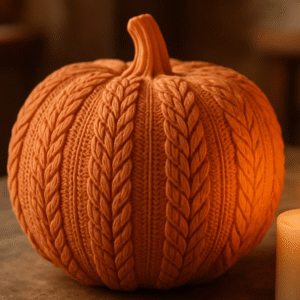 Knitted Pumpkin Decor – 3D Printed Fall Centerpiece | Cozy Sweater Style Pumpkin | Fusion Layer 3D Thanksgiving Home Accent