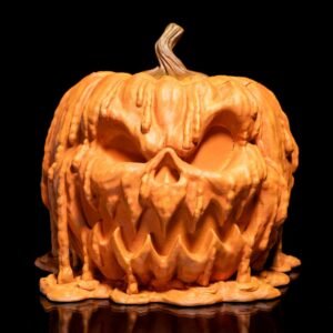 melting pumpkin candy dispenser – creepy jack o’ lantern halloween bowl | 3d printed pumpkin candy holder or led display