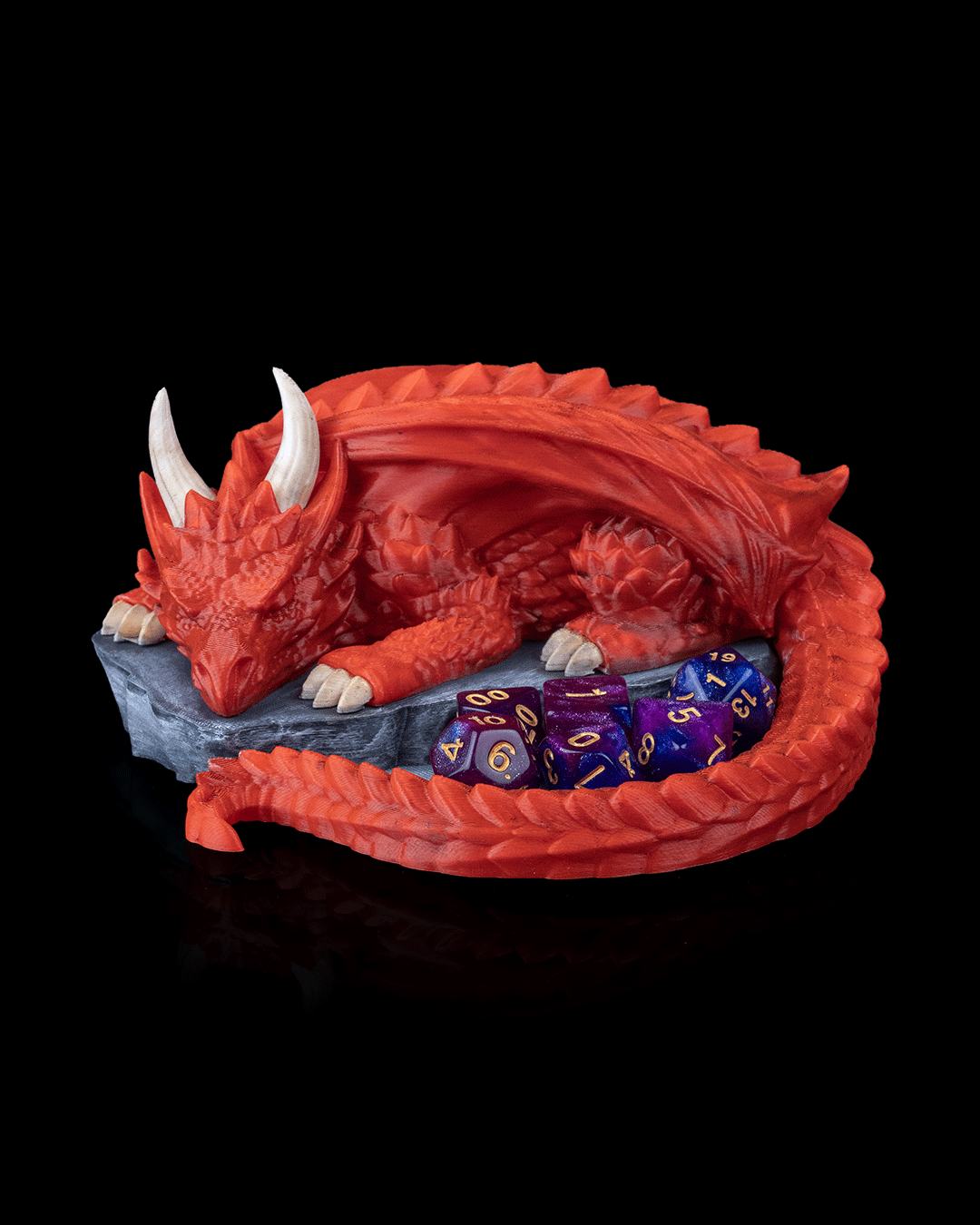 nap twenty red dragon dice holder – 3d printed rpg dice display | fantasy dice stand for dungeons & dragons, pathfinder & ttrpgs