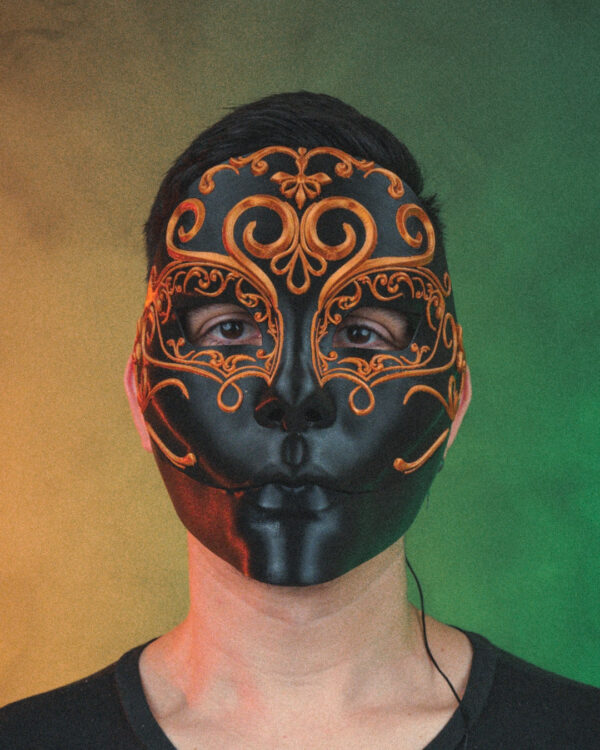 Opulent Masquerade Mask – Black & Gold Gothic Halloween Mask | 3D ...