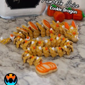 pumpkin spice cookie dragon – articulated fall dragon figure | 3d printed collectible by fusion layer 3d | halloween cookie dragon decor (3 sizes)