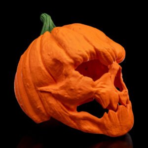 pumpkin head mask – creepy jack o’ lantern halloween mask | 3d printed horror costume prop | scary pumpkin mask (3 sizes)