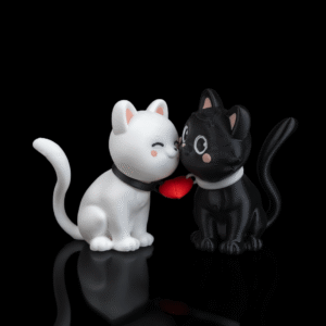 purrfect pair magnetic cats – 3d printed cat couple figurines | cute connected cat gift for lovers, friends, or collectors