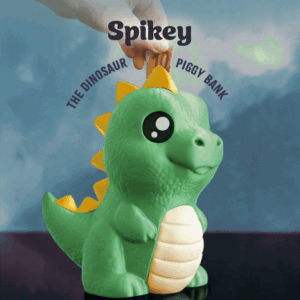 spikey the dinosaur piggy bank – 3d printed dino coin bank | cute kids money box with bottom plug | fusion layer 3d