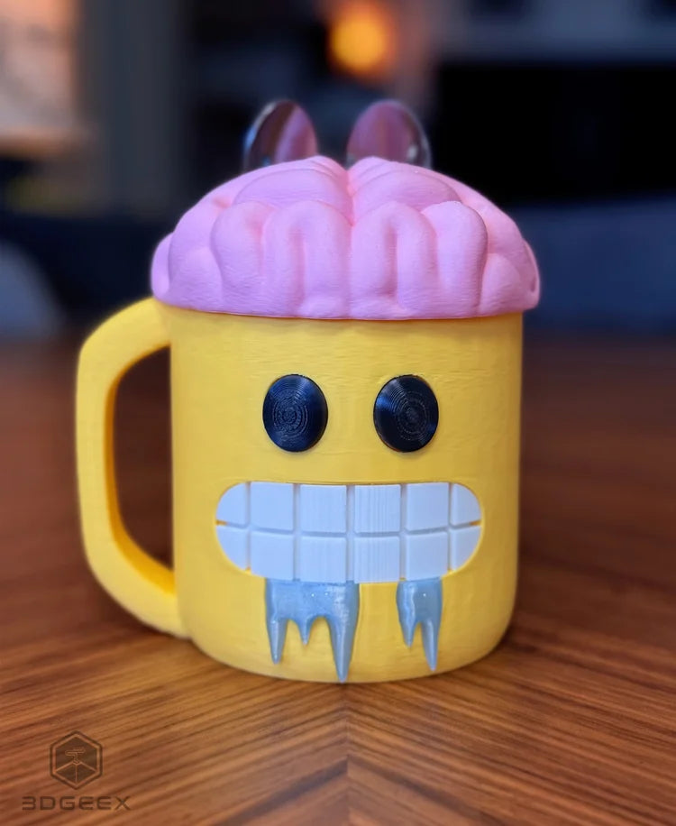 funny ice cream pint holder – 3d printed freezing face cozy | snowflake & icicle styles | left or right handle | quirky dessert gift