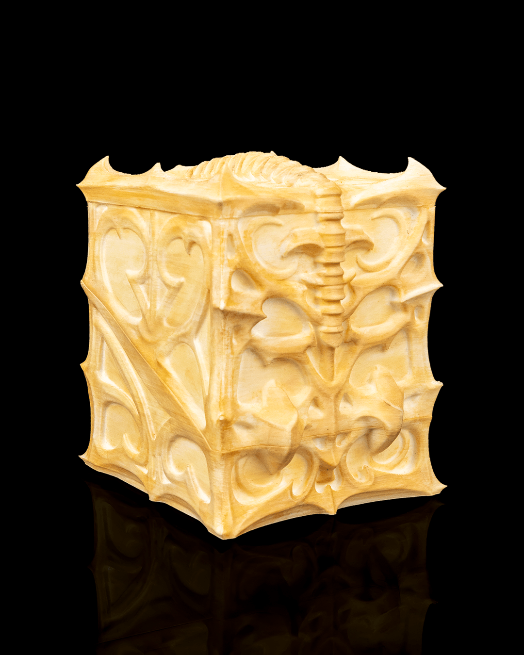 the ossuary bone carved deck box – 3d printed fantasy card storage | gothic tcg deck box for magic, pokémon, yu gi oh! & collectors