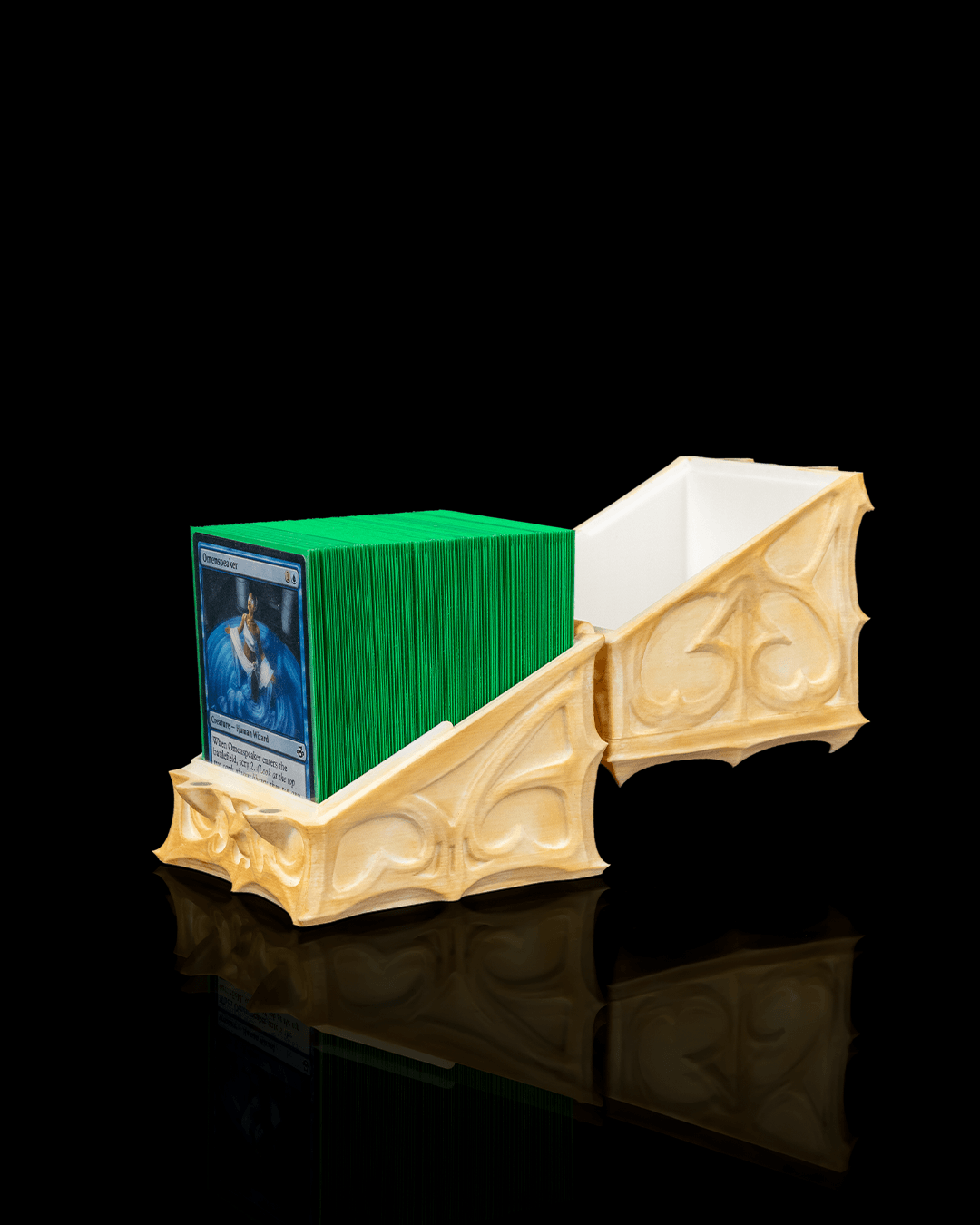 the ossuary bone carved deck box – 3d printed fantasy card storage | gothic tcg deck box for magic, pokémon, yu gi oh! & collectors