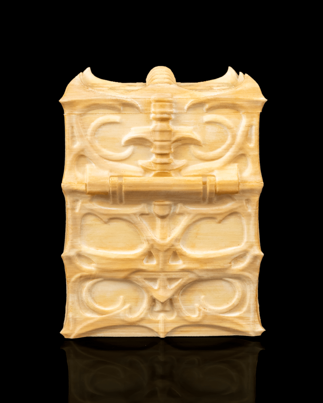 the ossuary bone carved deck box – 3d printed fantasy card storage | gothic tcg deck box for magic, pokémon, yu gi oh! & collectors