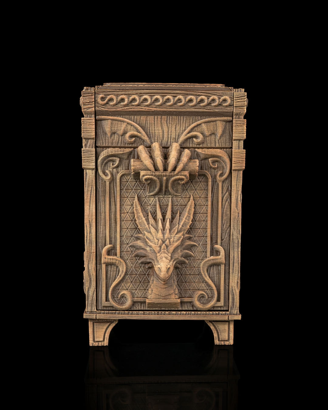 vault of scales dragon guardian – 3d printed rpg card deck & dice box | fantasy storage for magic, pokémon, yu gi oh! & ttrpgs