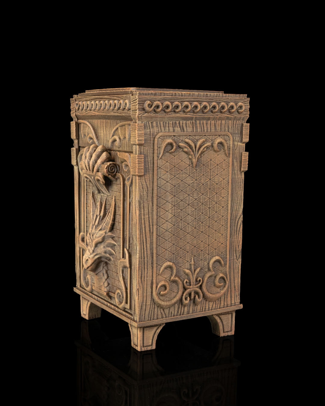 vault of scales dragon guardian – 3d printed rpg card deck & dice box | fantasy storage for magic, pokémon, yu gi oh! & ttrpgs