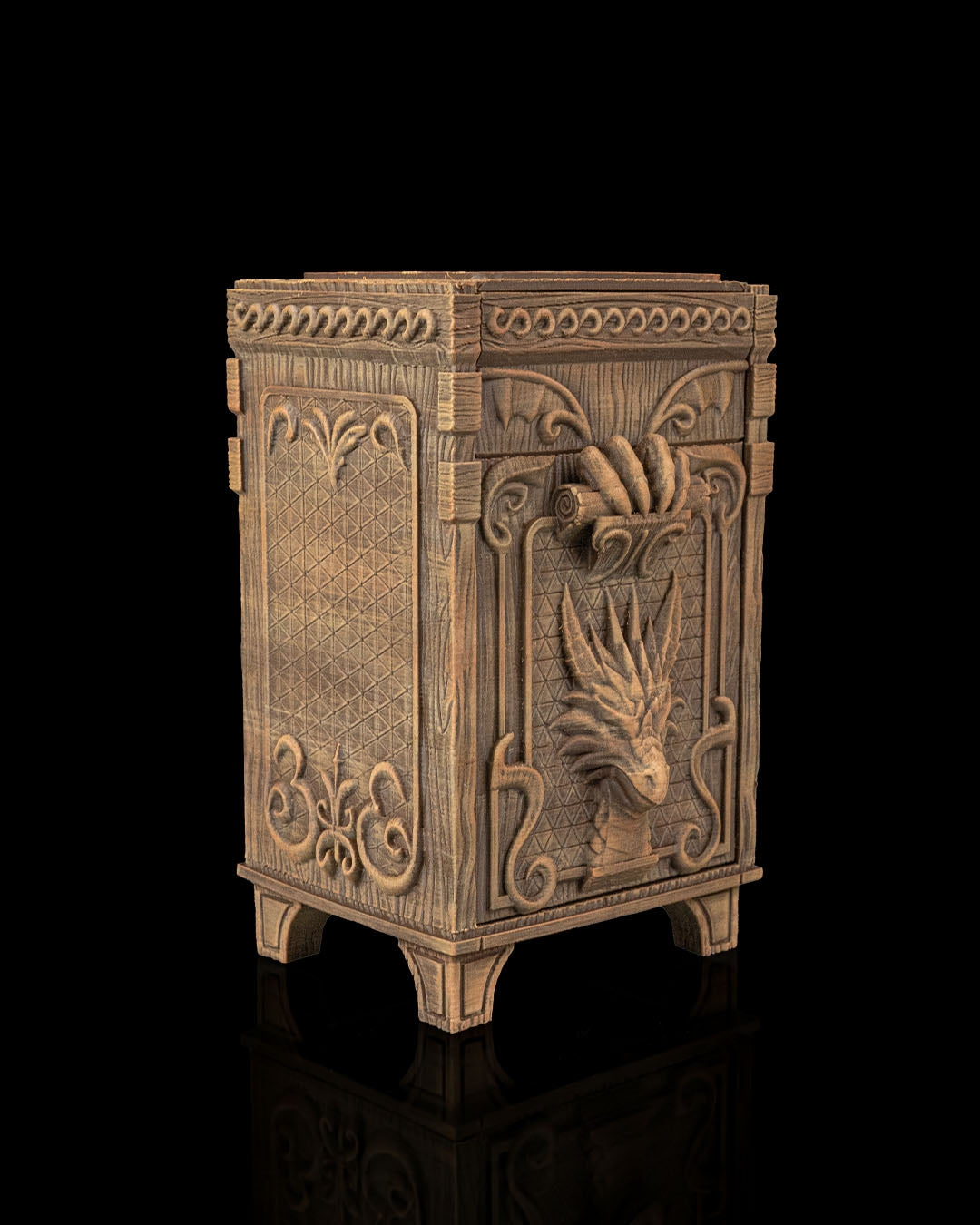 vault of scales dragon guardian – 3d printed rpg card deck & dice box | fantasy storage for magic, pokémon, yu gi oh! & ttrpgs