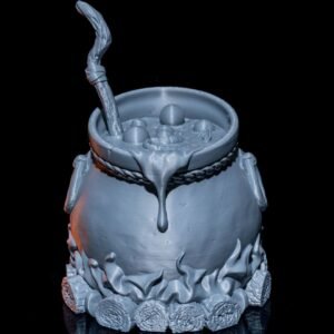 witch’s cauldron halloween light – bubbling cauldron lamp with bat projection | 3d printed spooky party décor centerpiece