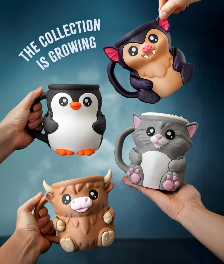 bat ice cream pint holder – 3d printed cozy with spoon slots & lid holder | optional snack drawer | left or right handle