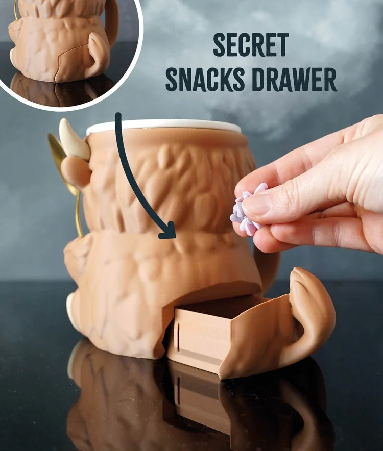 cow ice cream pint holder – 3d printed cozy with spoon slots | optional snack drawer | highland cow design | left or right handle