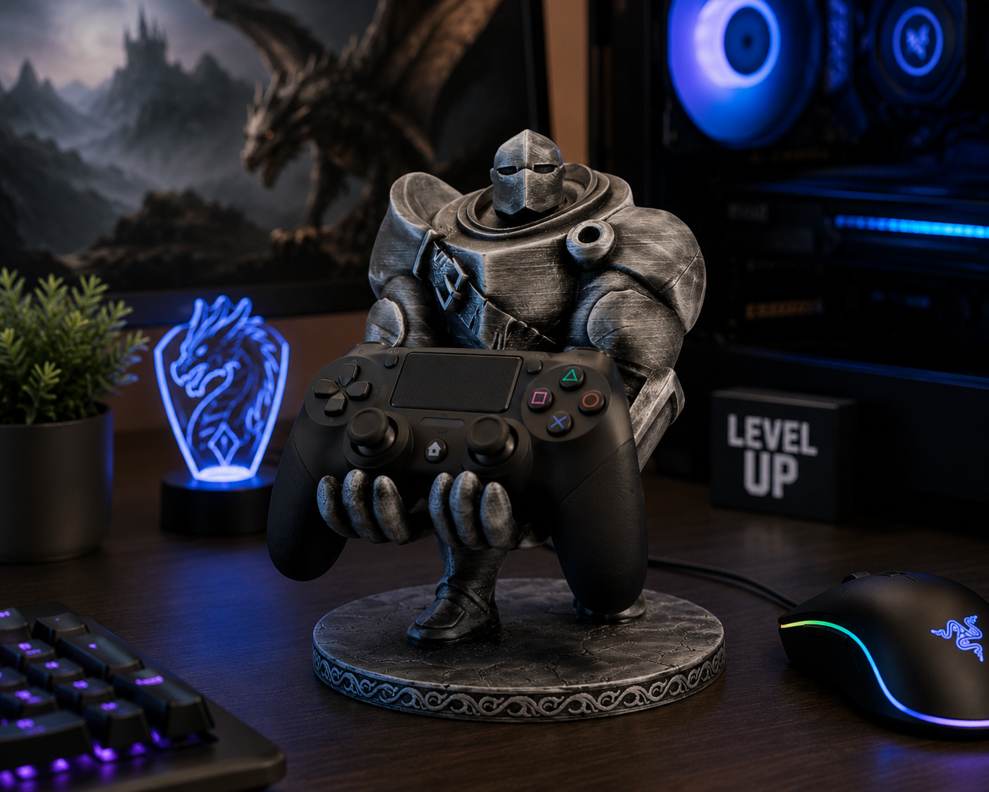 Valiant Knight Controller Holder – 3D Printed Medieval Warrior Stand | Gaming Accessory for PS5, Xbox & More - Image 3